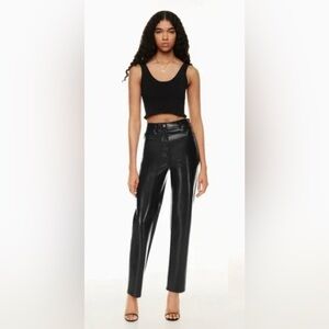 Aritzia Wilfred Faux Leather Pants — High Rise — Black Vegan Leather — Size 0